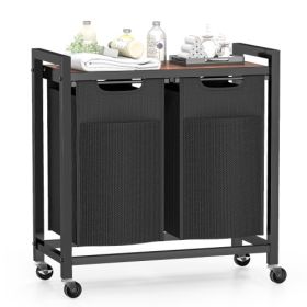 Laundry Hamper With 3 Pull-Out Removable Sorter Bags Capacity, Movable Wheels, Freestanding Clothes Basket Organizer In Bathroom