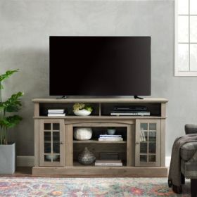 Classic TV Media Stand Modern Entertainment Console For TV Up To 65 With Open And Closed Storage Space, Gray Wash
