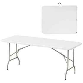 Only Supports Self Pickup  Folding Table, 6ft Heavy Duty Folding Semi-Utility Table For Indoor And Outdoor Use, Good For Camping, Picnics, Parties
