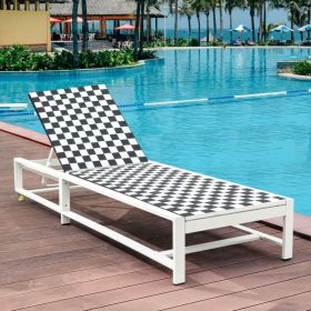 Patio Adjustable Reclining Chair Lounge Chair Chaise For Garden Deck Wheel
