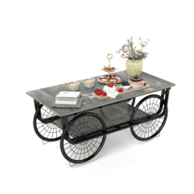 Modern Style Coffee Table Rectangle Coffee Table End Side Table Retro Design Coffee Table With Sturdy Base For Living Room Decor Black