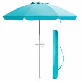 6.5 Feet Beach Umbrella With Carry Bag Without Weight Base (Color: Blue)
