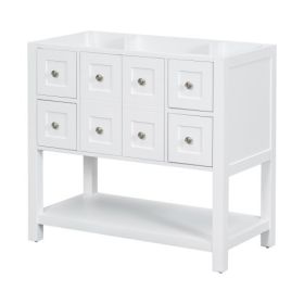 36'' Bathroom Vanity Without Sink,Free Standing Vanity Set With 4 Drawers& Soft Closing Doors,Solid Wood Frame Bathroom Storage Cabinet Only (Color: White)