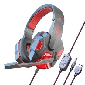 Headset wired laptop special headset gaming gaming headset (Color: Red)