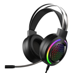 Wired Overhead Illuminated Headset Gaming Gaming RGB Illuminated with Microphone Headset (Color: black updated version)